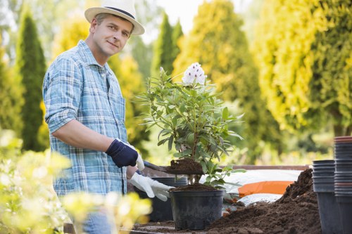 Close-up of hands pruning plants, showing assistive gardening activity